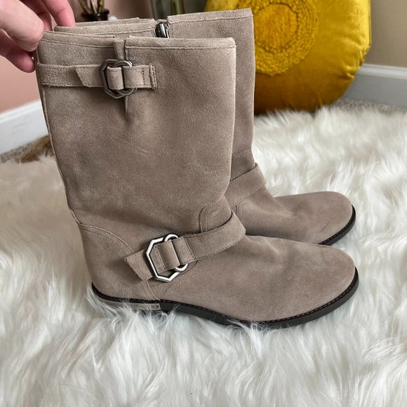 Suede Mid Calf Boots - Picture 1 of 5